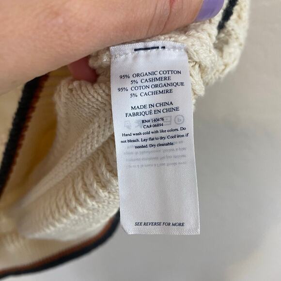 Faherty Mixed Stitch Tank Sweater Vest Womens Sz Medium Organic Cotton Cashmere - Picture 5 of 5